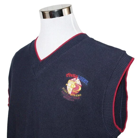 Vintage Coors Light 2XL San Francisco Forty Niners 50 Years Sweater Vest 90s USA - Picture 7 of 12